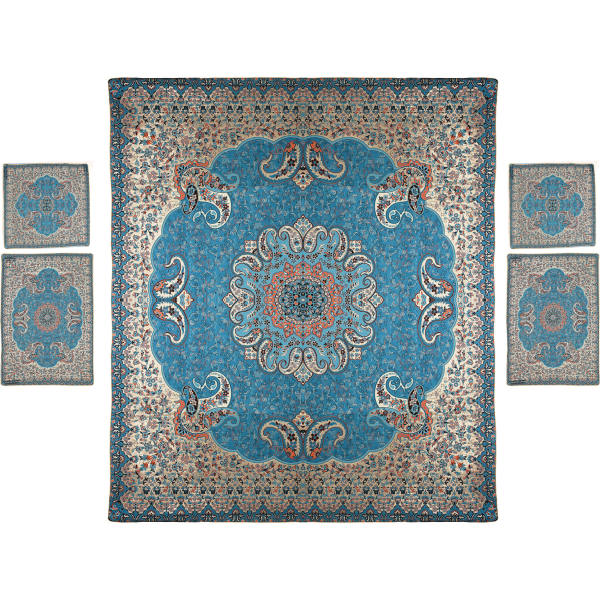 Main image of 波斯床罩套装 – 东方风格双人尺寸 / Termeh面料 – 蓝色 Taban款