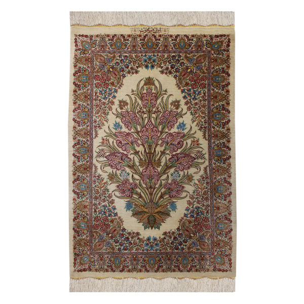 Main image of Qom 手工结制波斯丝地毯 棕色