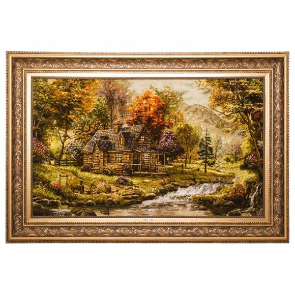 Main image of 手工结制波斯塔布里兹画毯，描绘乡村风景