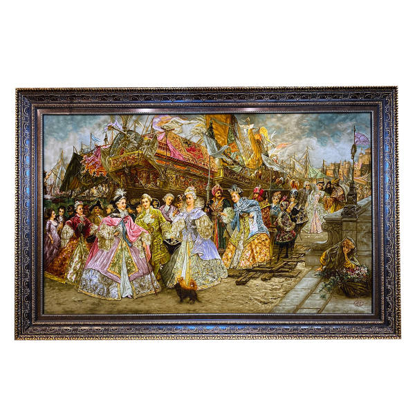 Main image of 手工结制波斯塔布里兹画毯，描绘拿破仑的船