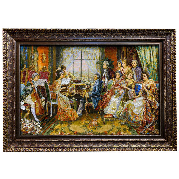 Main image of 手工结制波斯塔布里兹画毯，描绘钢琴