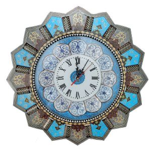 手工波斯木质壁挂时钟 – 镶嵌工艺艺术，Khorshidi II