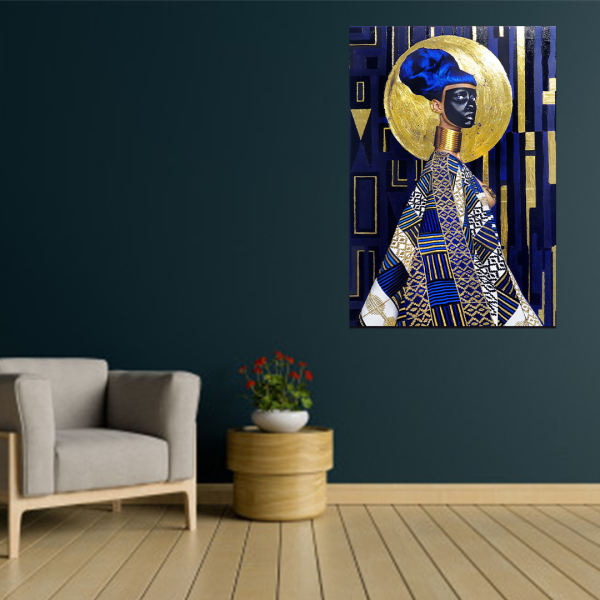 Main image of 波斯木质海报印画 – 蓝衣女子墙饰