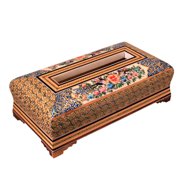 波斯手工木质纸巾盒 – 卡塔姆工艺阿霍拉款