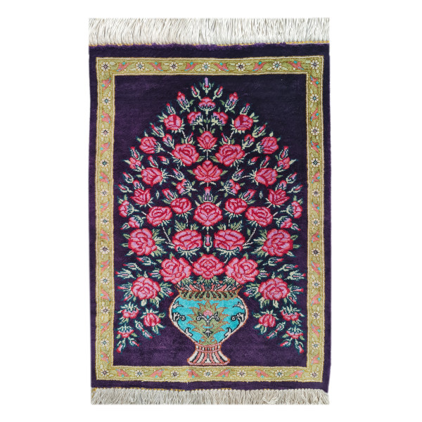 Main image of Qom 手工结制波斯丝地毯 花盆图案