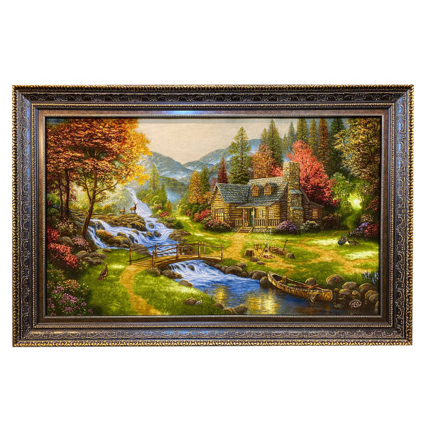 Main image of 手工结制波斯塔布里兹画毯，描绘乡村风景