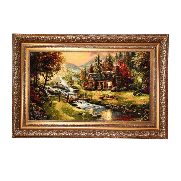 Main image of 手工结制波斯塔布里兹画毯，描绘村庄