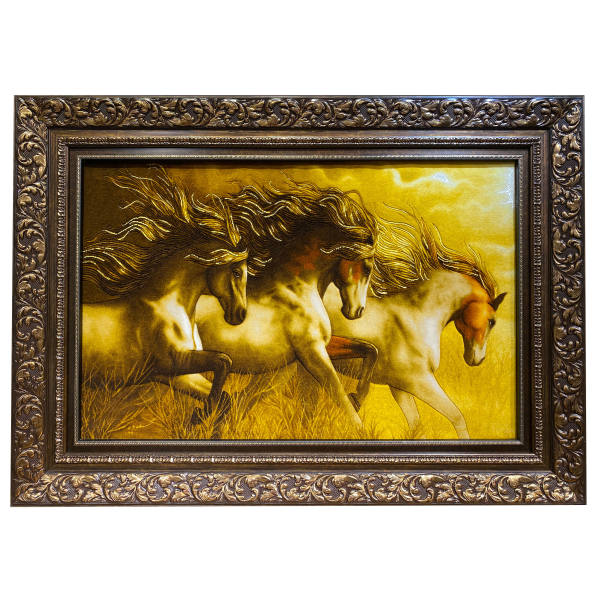 Main image of 手工结制波斯塔布里兹画毯，描绘金马