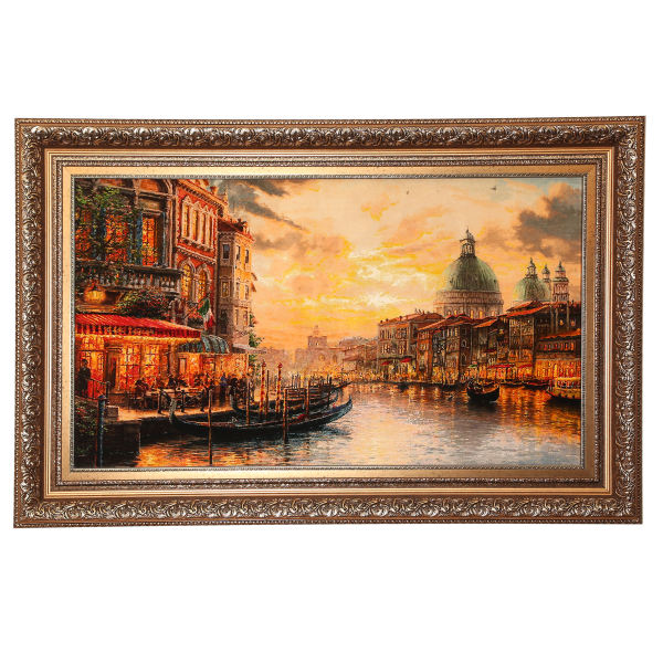 Main image of 手工结制波斯塔布里兹画毯，描绘维尼斯