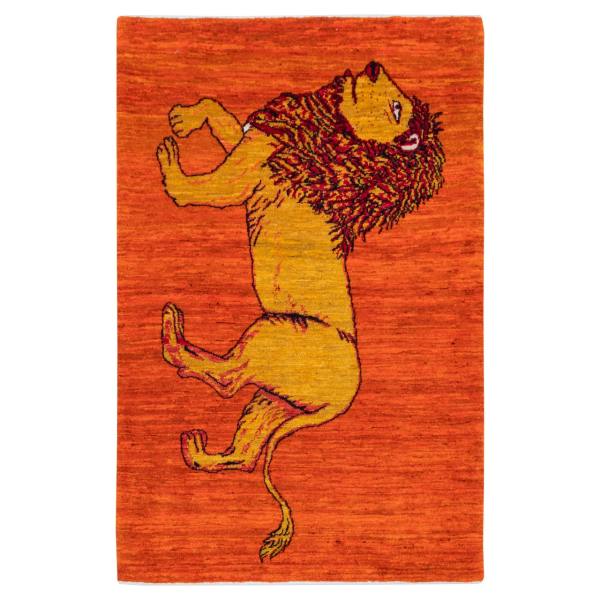 Main image of 波斯加贝羊毛地毯 手工编织 动物图案 狮子 II