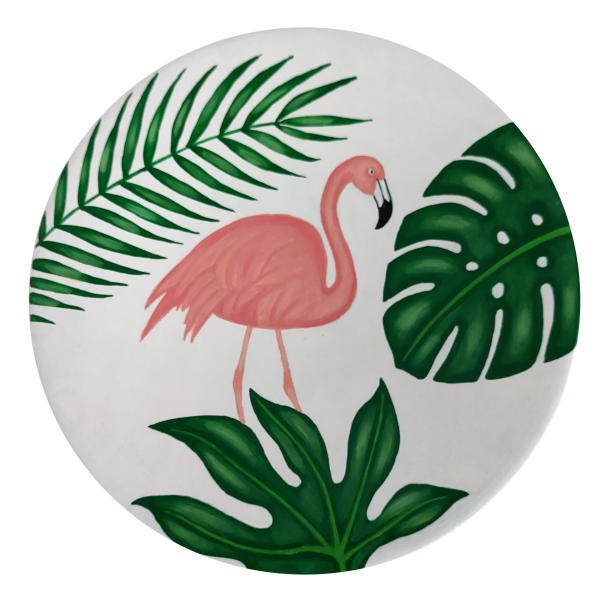 Main image of 装饰陶瓷盘 手绘 粉色火烈鸟