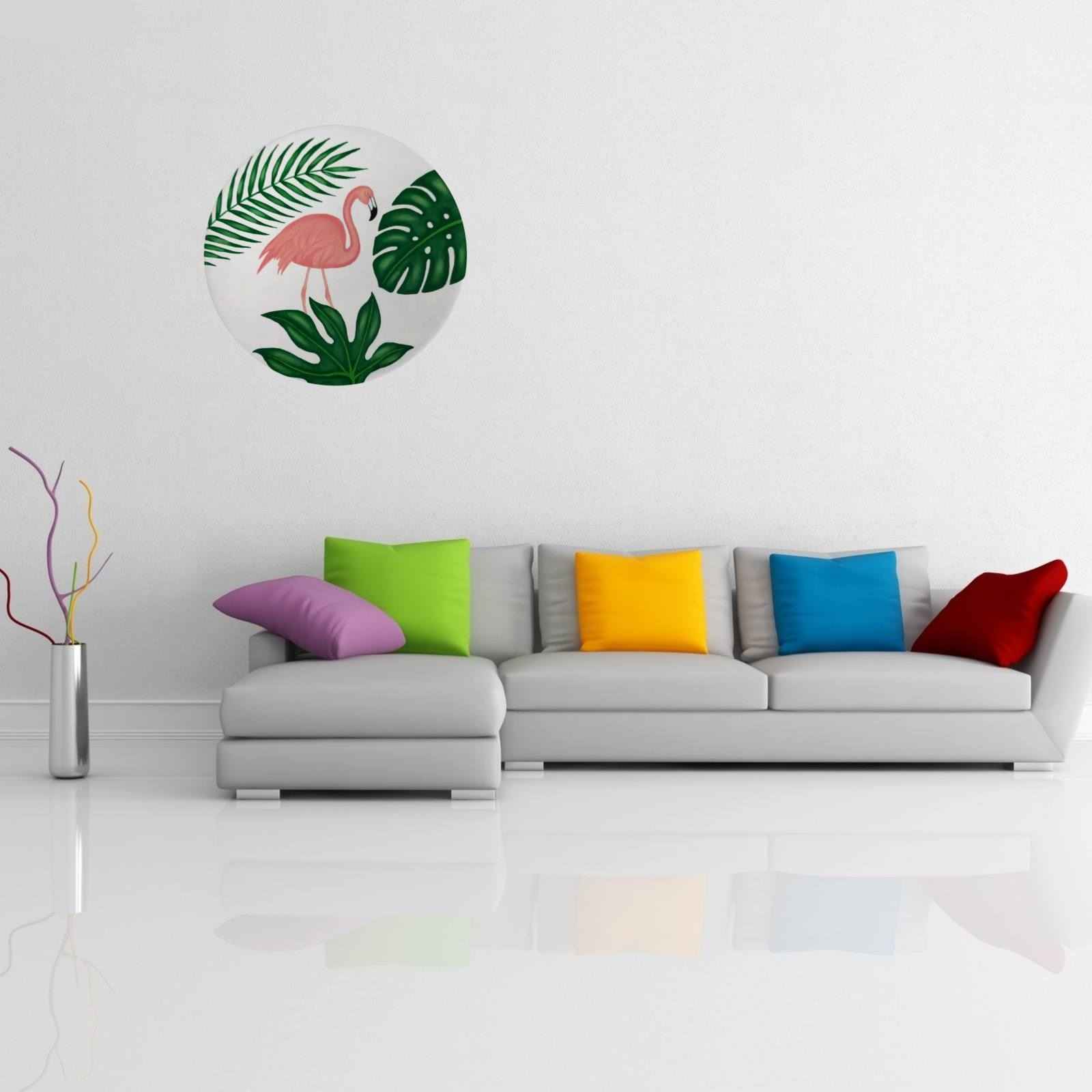 装饰陶瓷盘 手绘 粉色火烈鸟