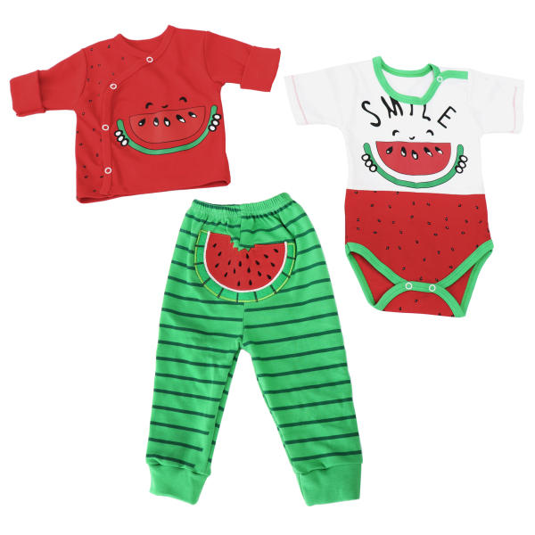 Main image of 三件套纯棉婴儿服 西瓜款