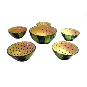 六件套 手工装饰陶碗 款式 Yellow Watermelon
