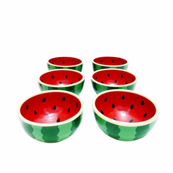 Main image of 六件套 手工装饰陶碗 款式 Watermelon II