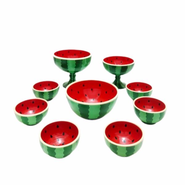 Main image of 九件套 波斯手工装饰陶碗 款式 Watermelon