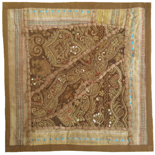 刺绣靠垫套 – 棕色苏扎尼设计