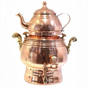 波斯铜炉顶萨摩瓦茶壶带茶壶 – Dorna 款