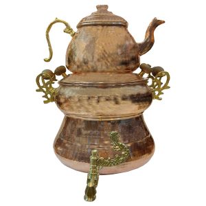 波斯铜炉顶萨摩瓦茶壶带茶壶 – Royal 款