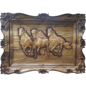 镶框木雕动物主题艺术 Running Horses 款