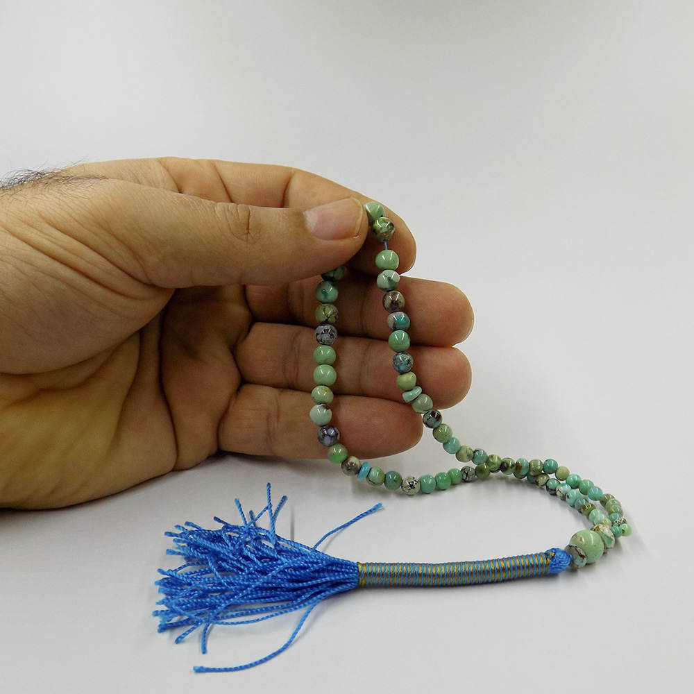 波斯尼沙布尔绿松石念珠 —— 手工制作 66颗祈祷珠 Tasbih