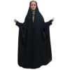 Thumbnail 2: 伊斯兰阿拉伯黑色查多尔长袍带袖祈祷女装 – Hami 款