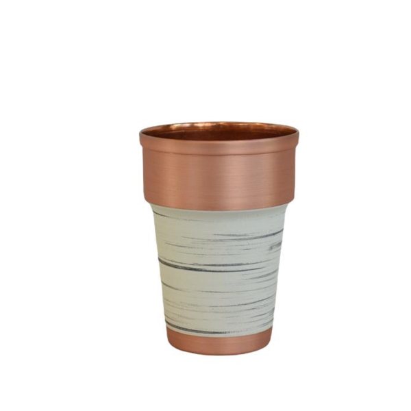 波斯铜杯 – 手工锤纹 白色现代款