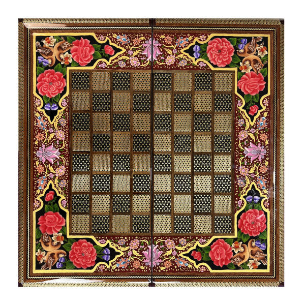 Main image of 波斯 Khatamkari 木质象棋棋盘 – Flower Design 型