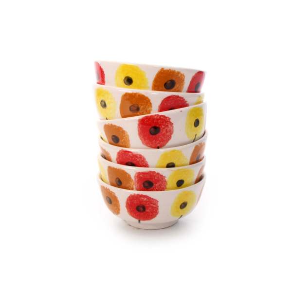 Main image of 六件套 手工装饰白陶碗