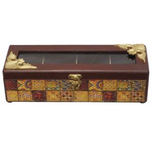 金色调木盒 —— 带隔板的茶叶收纳盒