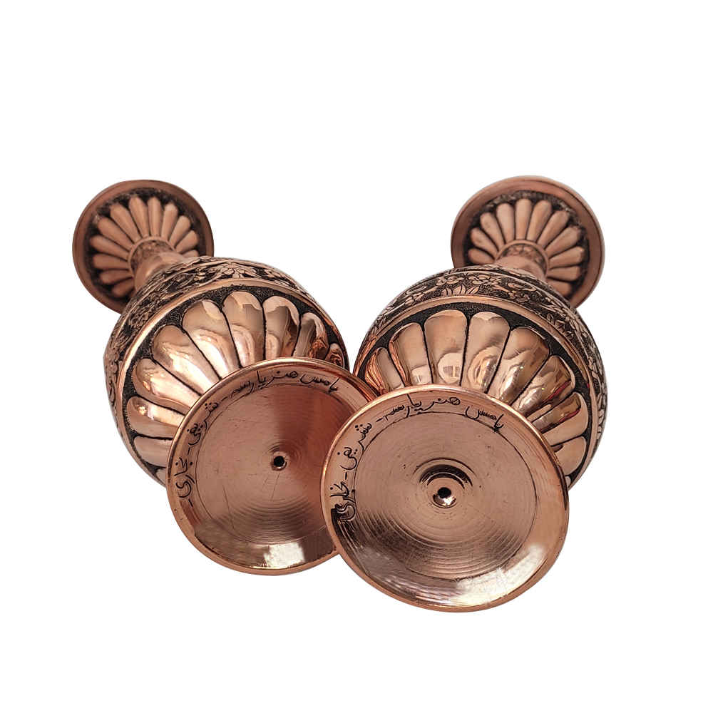 手工波斯雕刻铜花瓶装饰 Lavin 款 – 两件套