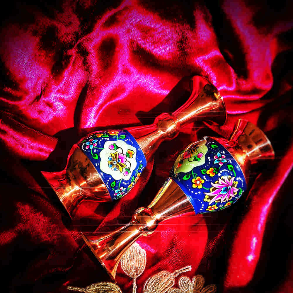 装饰性铜花瓶 – 波斯手绘米纳卡里珐琅 Parvaz