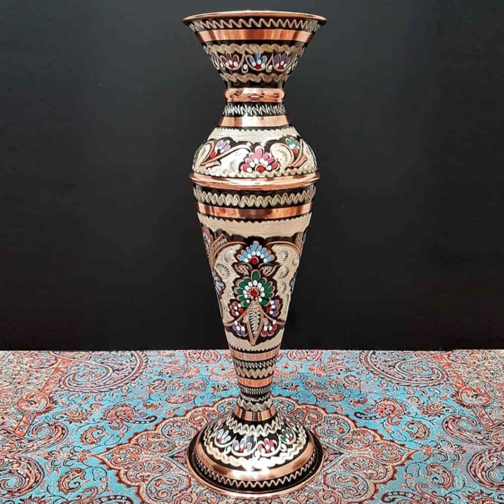 装饰性铜花瓶 – 波斯手绘米纳卡里珐琅 Sarvin