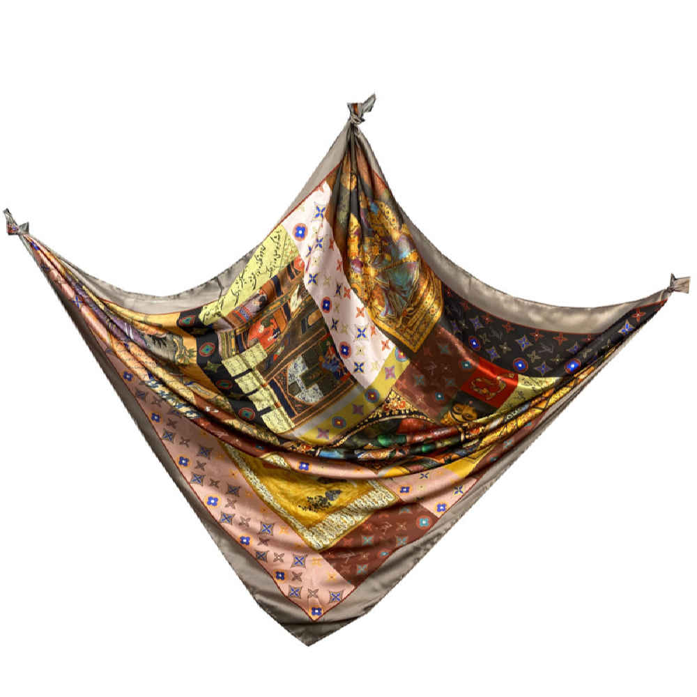 波斯丝绸女士丝巾 – 奢华鲜艳 Shahnameh 设计