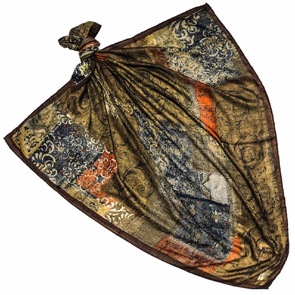 女士艺术印花夏季丝巾 – 奢华鲜艳 Khorshid 设计