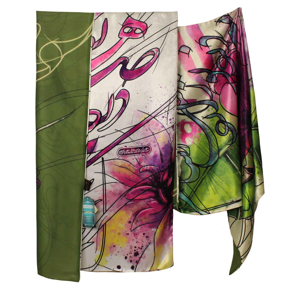 Main image of 波斯印花丝绸披肩 双面艺术书法 Atoosa