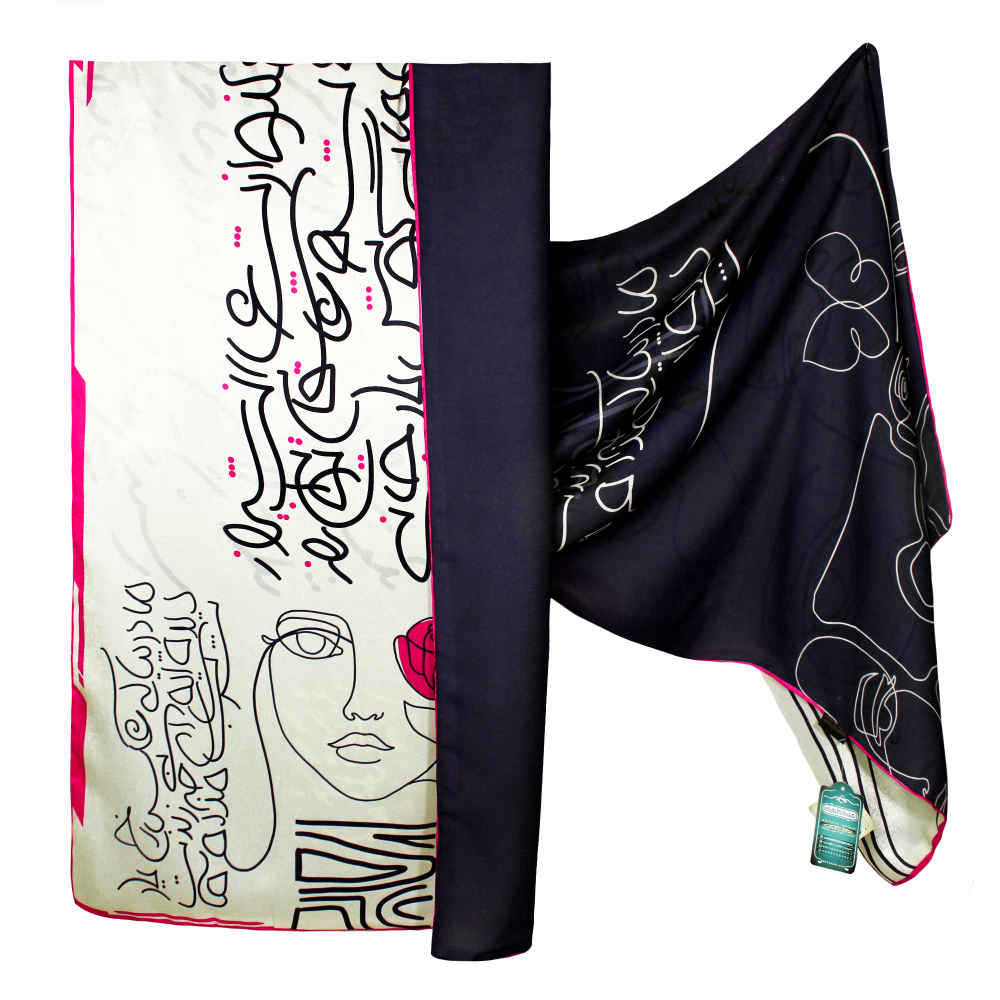 Main image of 波斯印花丝绸披肩 双面艺术书法 Yar