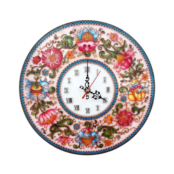 彩绘玻璃壁挂时钟 花卉设计 款式 Negar