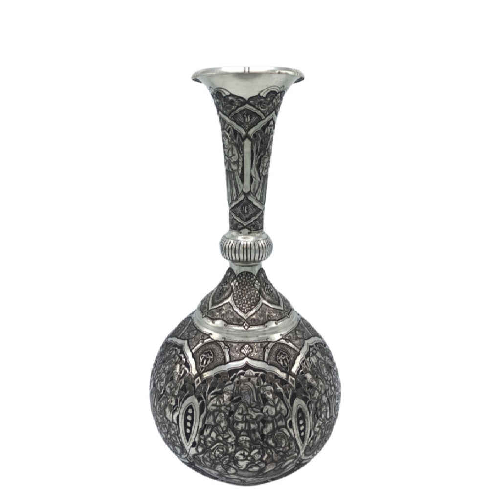 手工波斯雕刻铜花瓶装饰 Kian 款 – 两件套