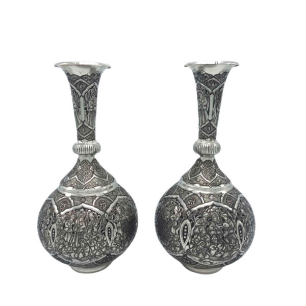 手工波斯雕刻铜花瓶装饰 Kian 款 – 两件套