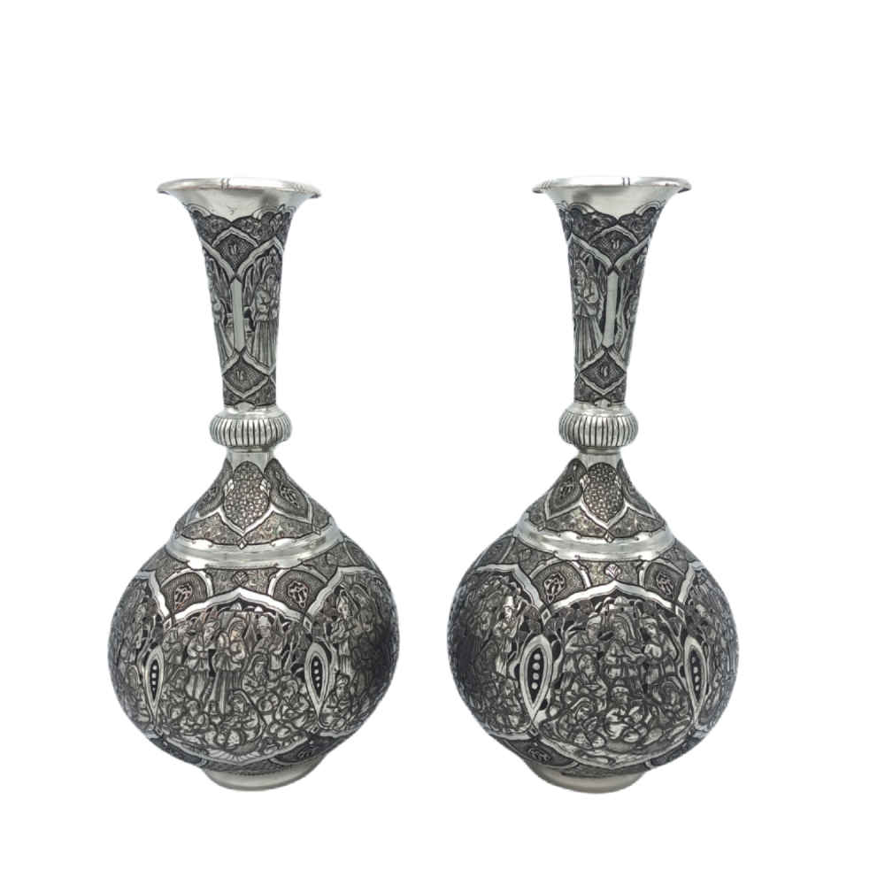 Main image of 手工波斯雕刻铜花瓶装饰 Kian 款 – 两件套