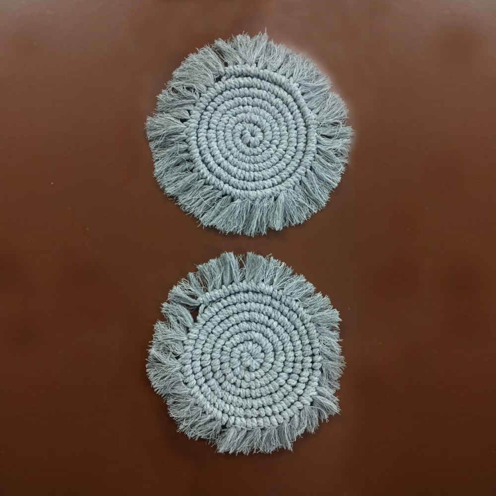 手工编织流苏餐垫（盘下垫）四件套 —— 优雅设计款