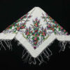 Thumbnail 5: 土库曼民族围巾 – 白色花卉设计，优雅与传统结合