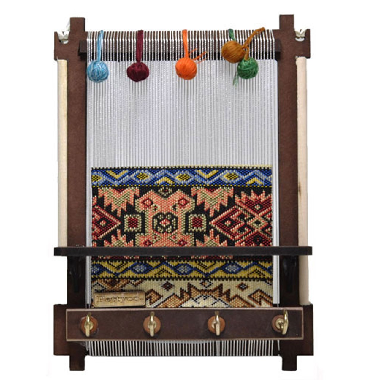 Main image of 手工波斯木质墙壁钥匙挂架 – 地毯织机款
