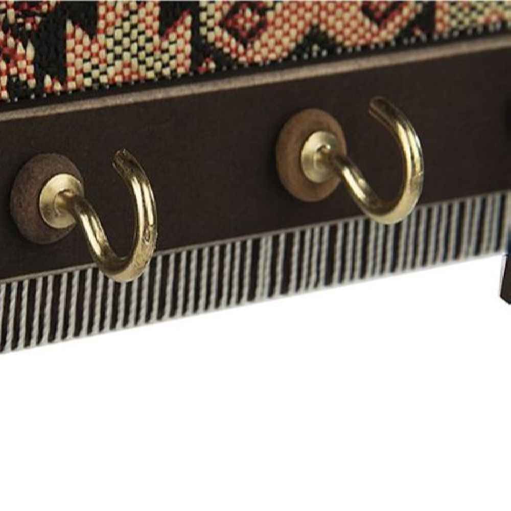 陶瓷墙壁钥匙挂架 – 木质框架及样板瓷砖款