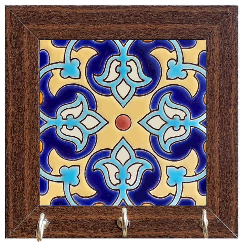 Main image of 陶瓷墙壁钥匙挂架 – 木质框架及样板瓷砖款