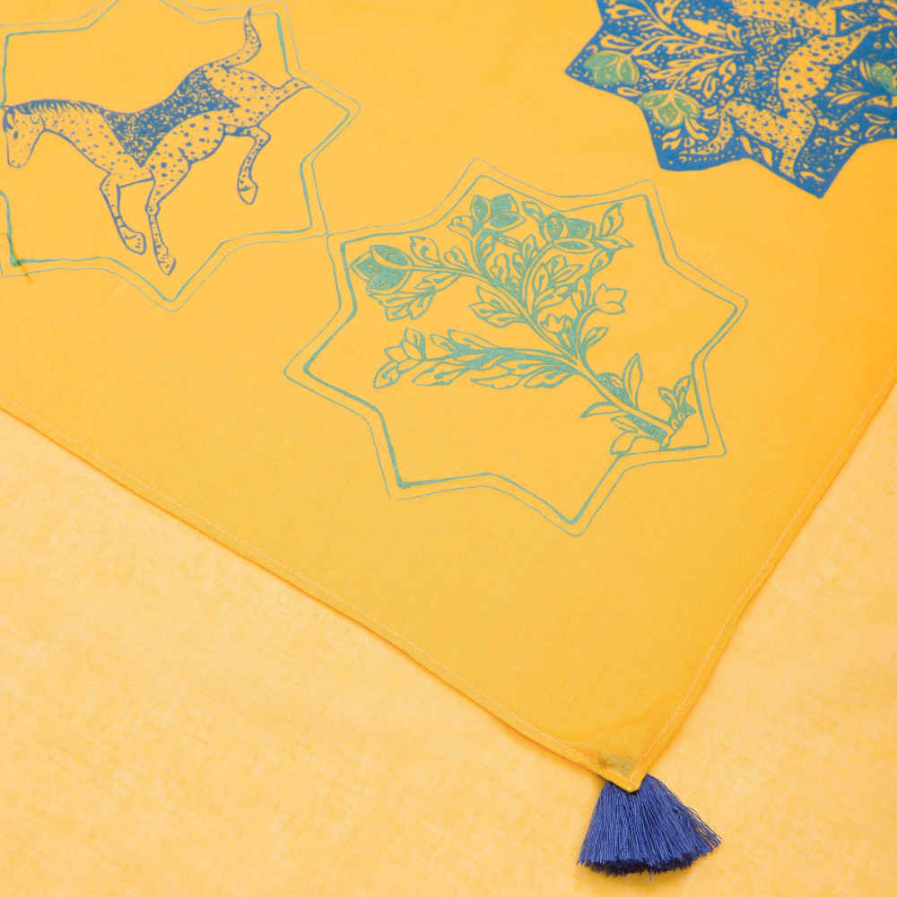 女士艺术印花夏季丝巾 – 奢华鲜艳 Rakhsh 设计