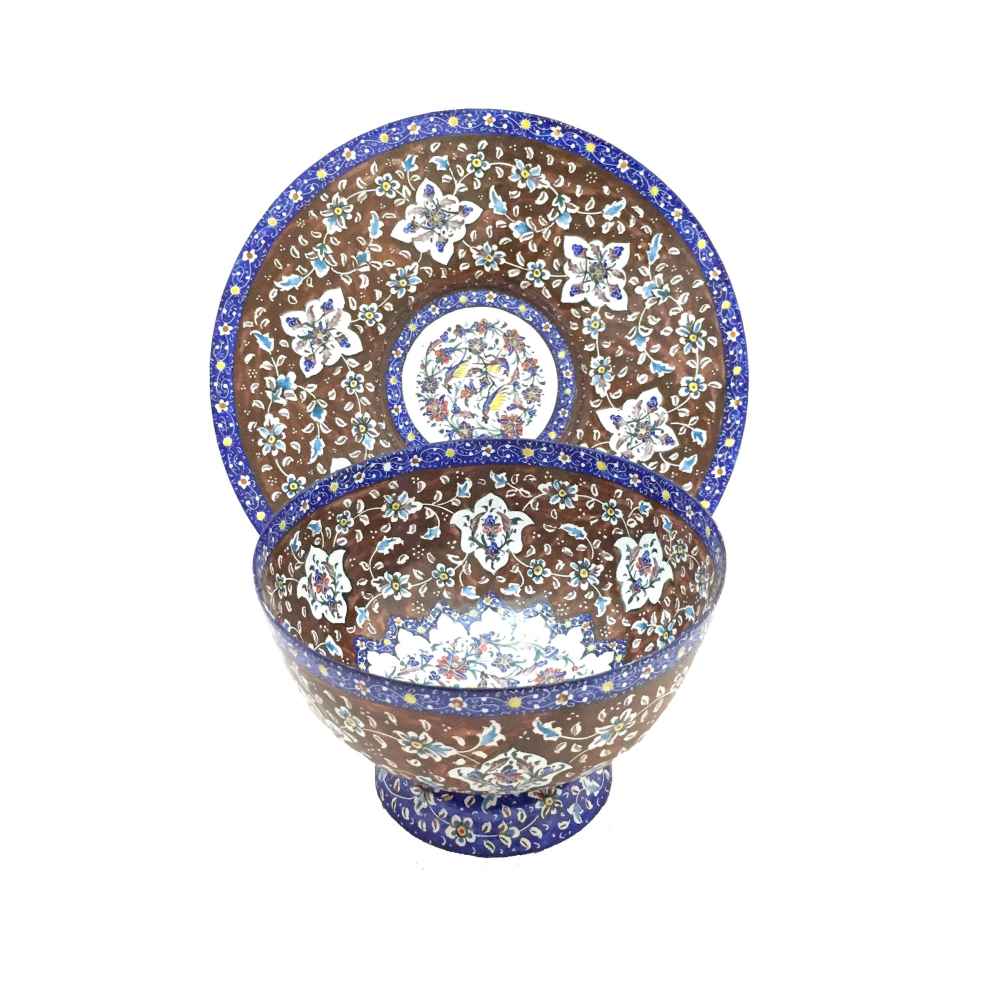 装饰铜碗与盘 波斯手绘珐琅彩 Minakari 款 Reyhan