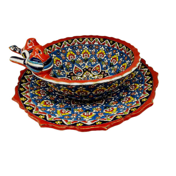 波斯手工装饰珐琅彩陶碗与盘 款式 Birds