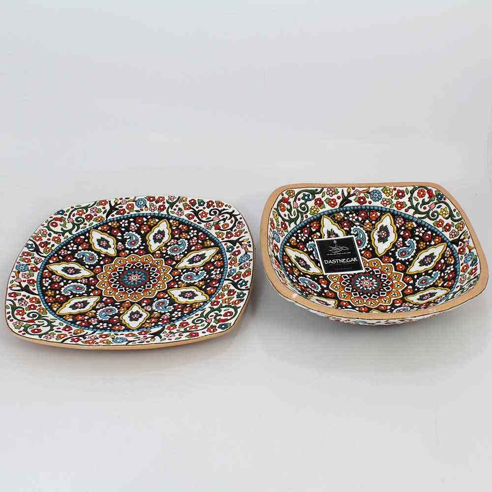 波斯手工装饰珐琅彩陶碗与盘 款式 Sivan